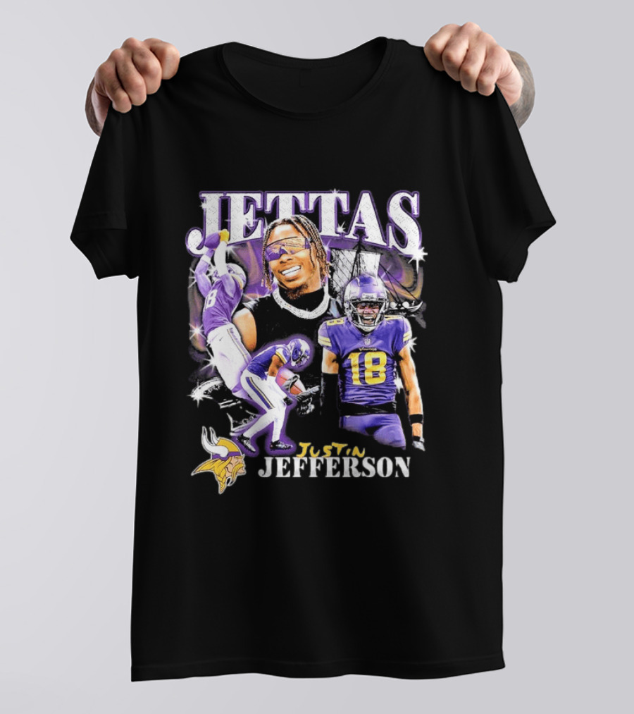 Fanatics Black Jettas Justin Jefferson Minnesota Vikings Notorious Player T-Shirt