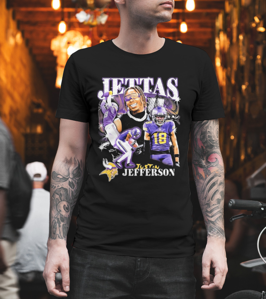 Fanatics Black Jettas Justin Jefferson Minnesota Vikings Notorious Player T-Shirt