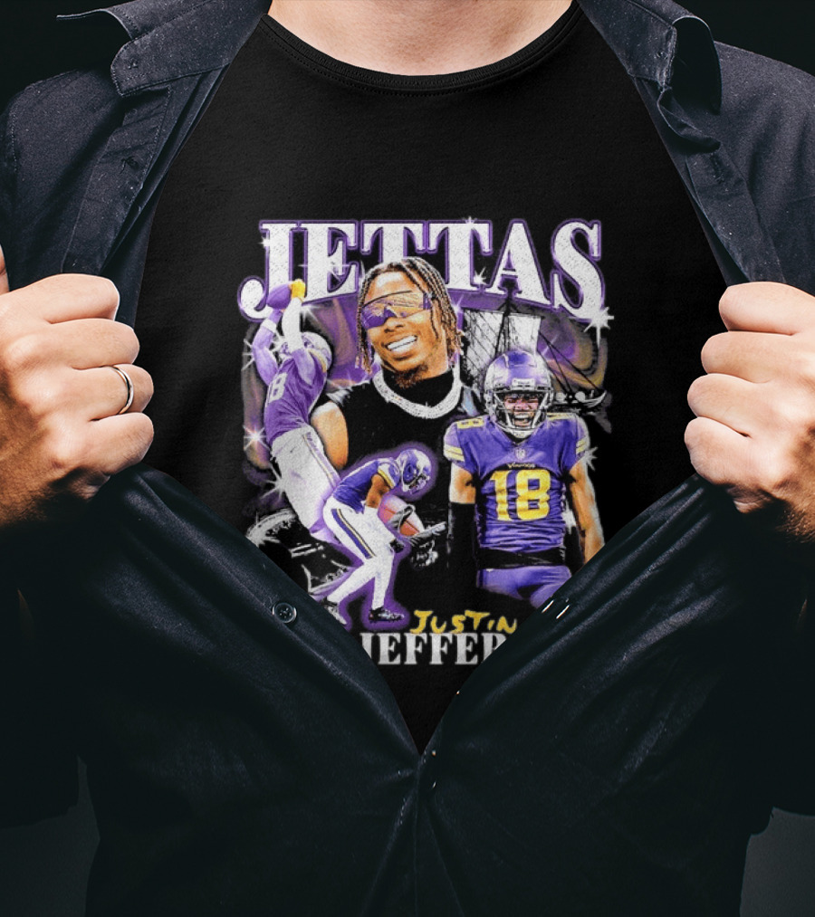 Fanatics Black Jettas Justin Jefferson Minnesota Vikings Notorious Player T-Shirt