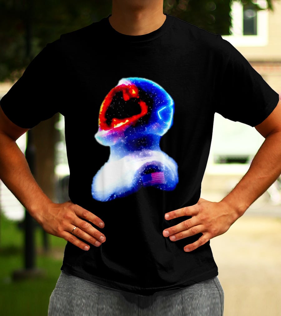Galaxy Astronaut With American Flag Space Cosmic Adventure T-Shirt