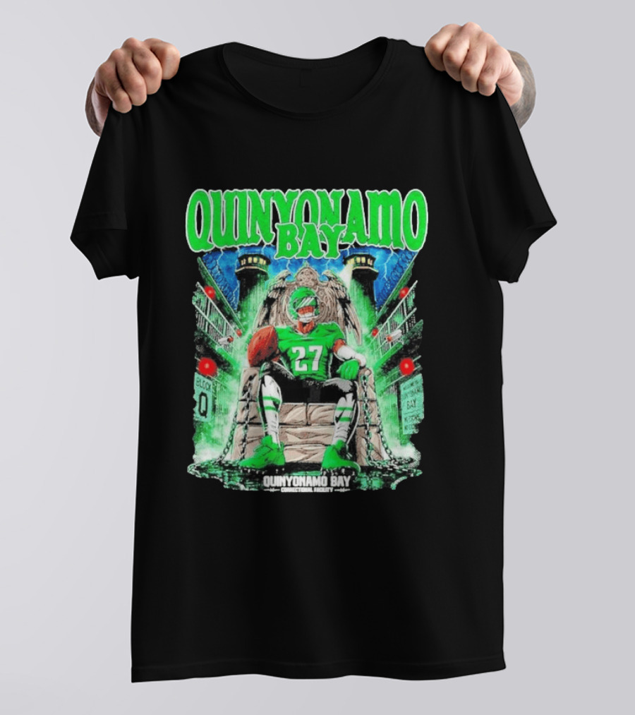 Quinyonamo Bay 27 Throne Football Block Q T-Shirt