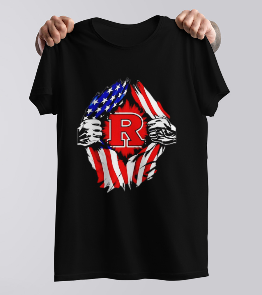 Rutgers Scarlet Knights American Flag R T-Shirt
