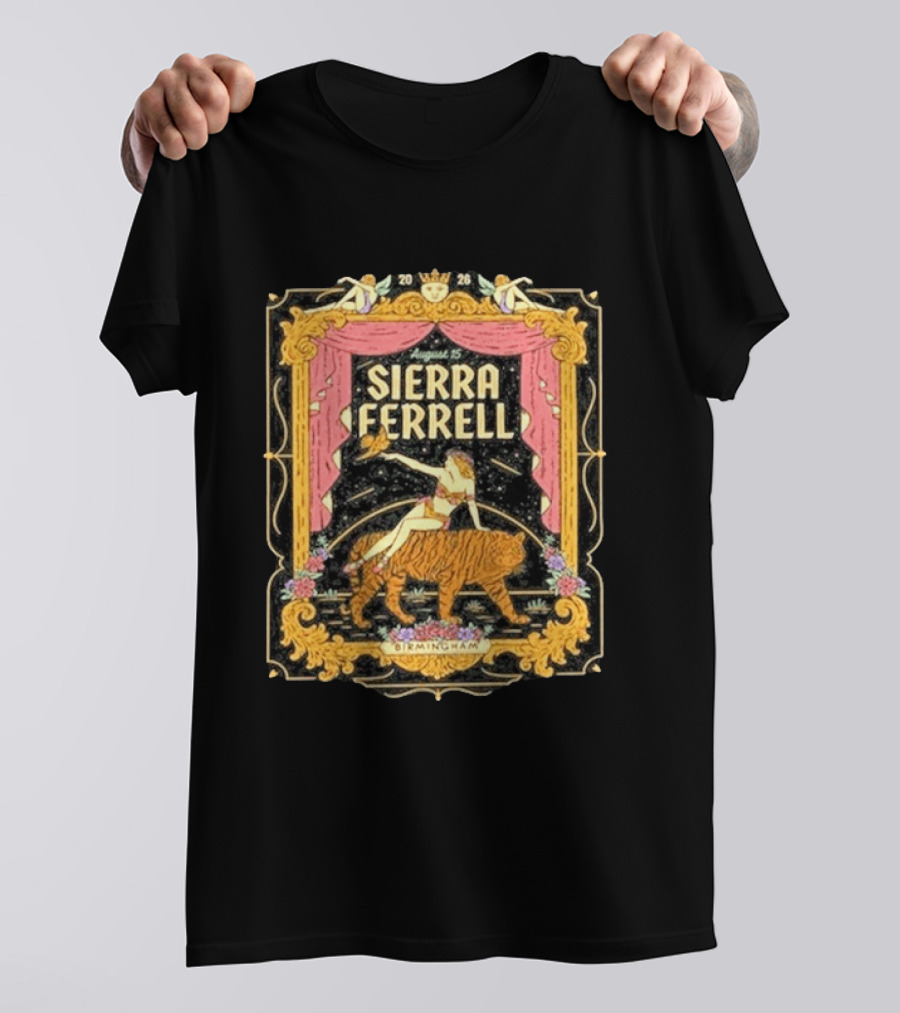 Sierra Ferrell August 15 Birmingham AL 2026 Vintage Circus Tiger T-Shirt