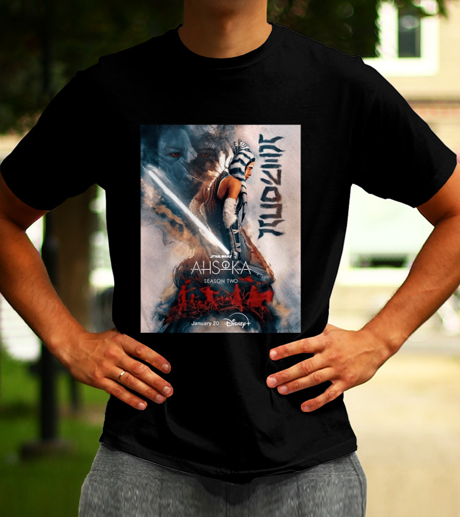 Star Wars Ahsoka Season 2 Premiering January 20 Disney Plus Featuring Lightsaber And Characters T-Shirt