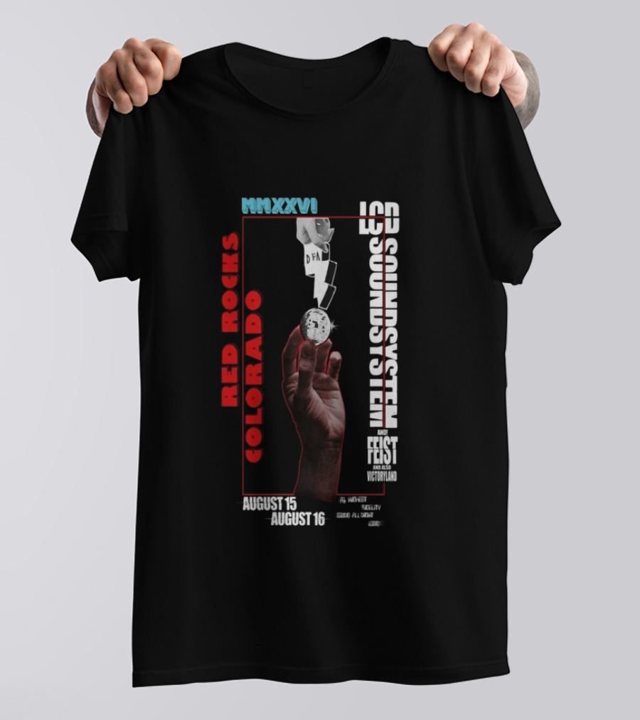 LCD Soundsystem MMXXVI Red Rocks Colorado August 15 16 Feist And Victoryland T-Shirt