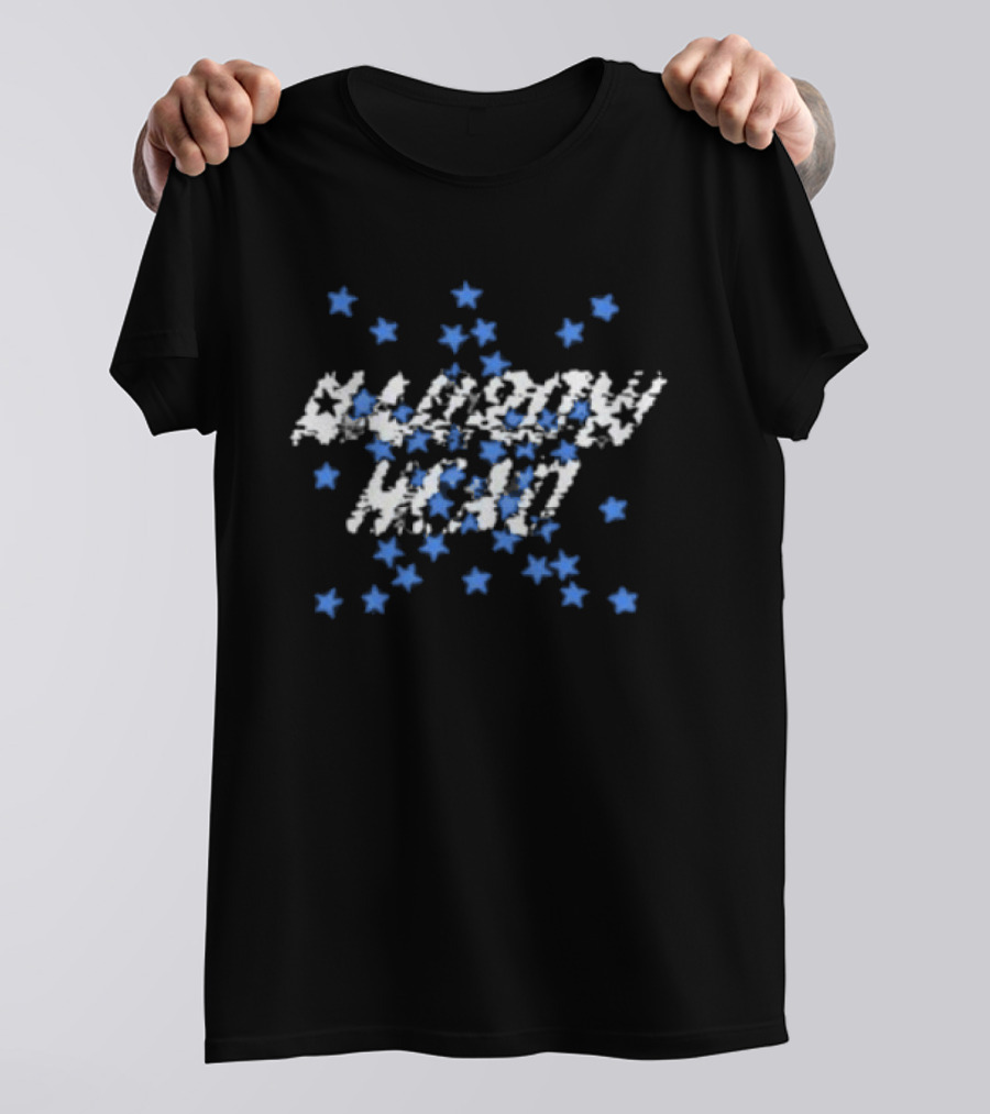 Narrow Head Starry Pattern Blue White Stars T-Shirt