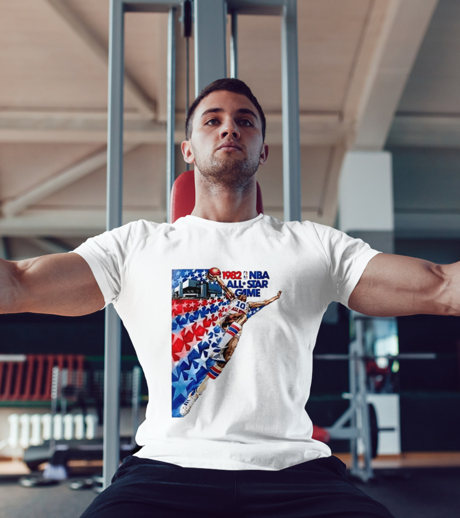 1982 NBA All Star Game Dunking Pose With Stars And Stripes T-Shirt