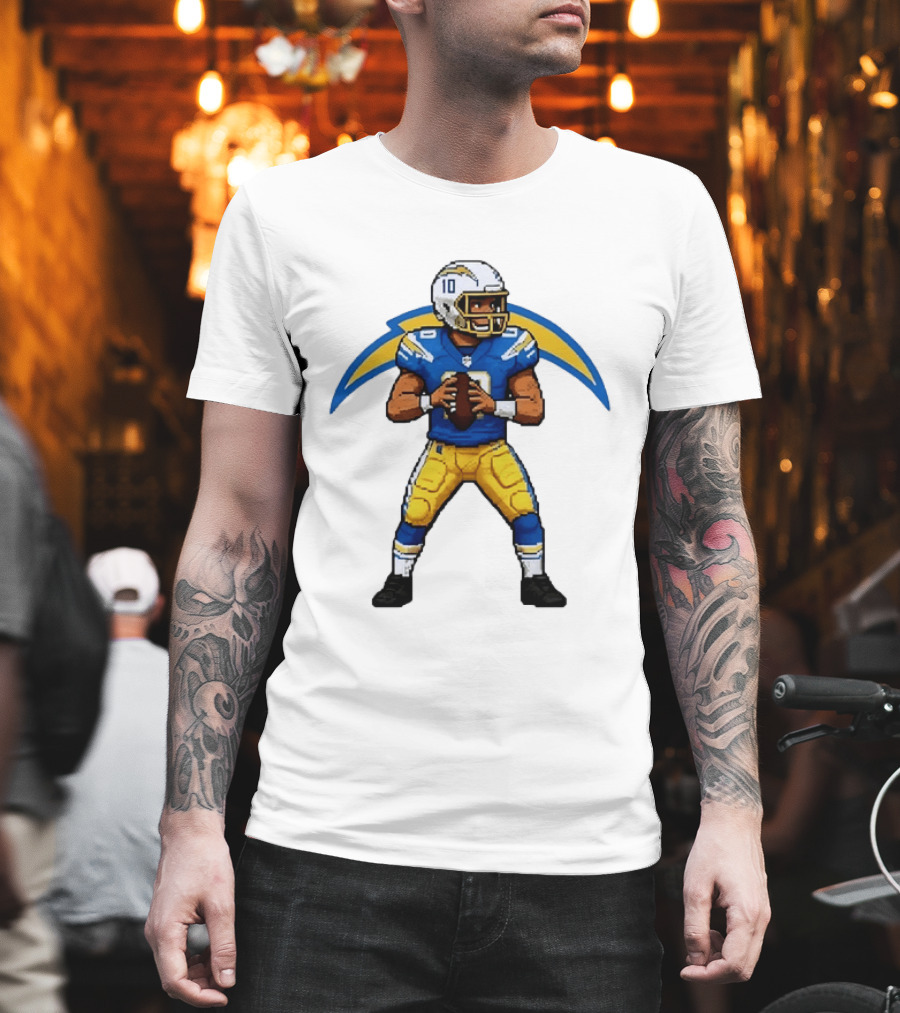Justin Herbert Los Angeles Chargers Pixel T-Shirt