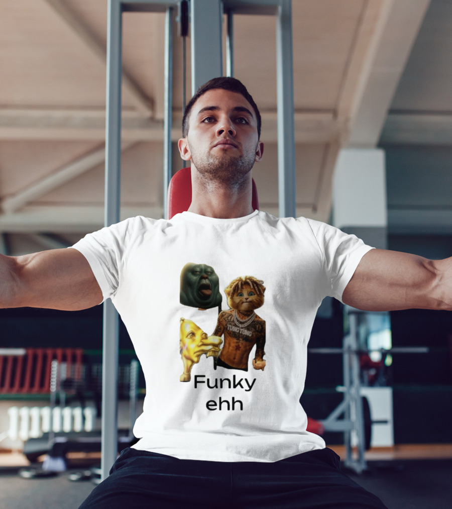 Neegy Funky Ehh Tung Tung Cat Tattoo Character Trio T-Shirt