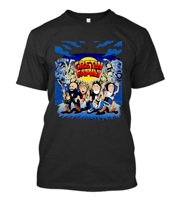 Cretin Family Ramones Cartoon Band Punk Rock Skull T-Shirt