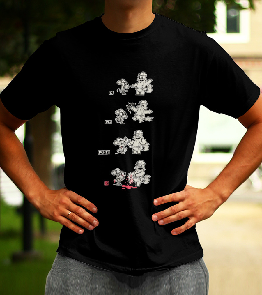 G To R Movie Rating Evolution Cartoon Film Characters Humor T-Shirt
