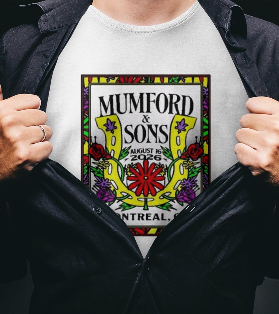 Mumford & Sons August 16 2026 Montreal QC Floral Horseshoe T-Shirt