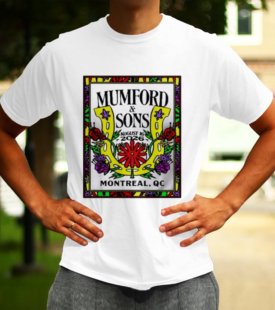 Mumford & Sons August 16 2026 Montreal QC Floral Horseshoe T-Shirt
