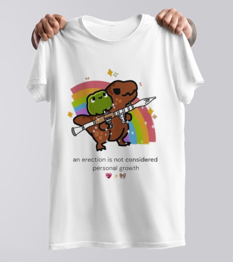 Original Rex Rocket An Erection Is Not Considered Personal Growth Rainbow Dinosaur Frog T-Shirt