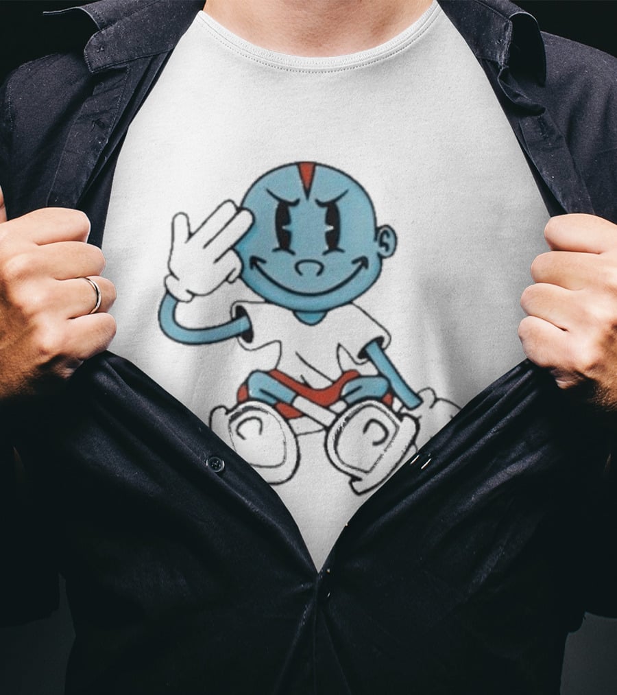 Lil Darkie Brahman Sits Blue Cartoon Figure With Red Shorts And Gloves T-Shirt