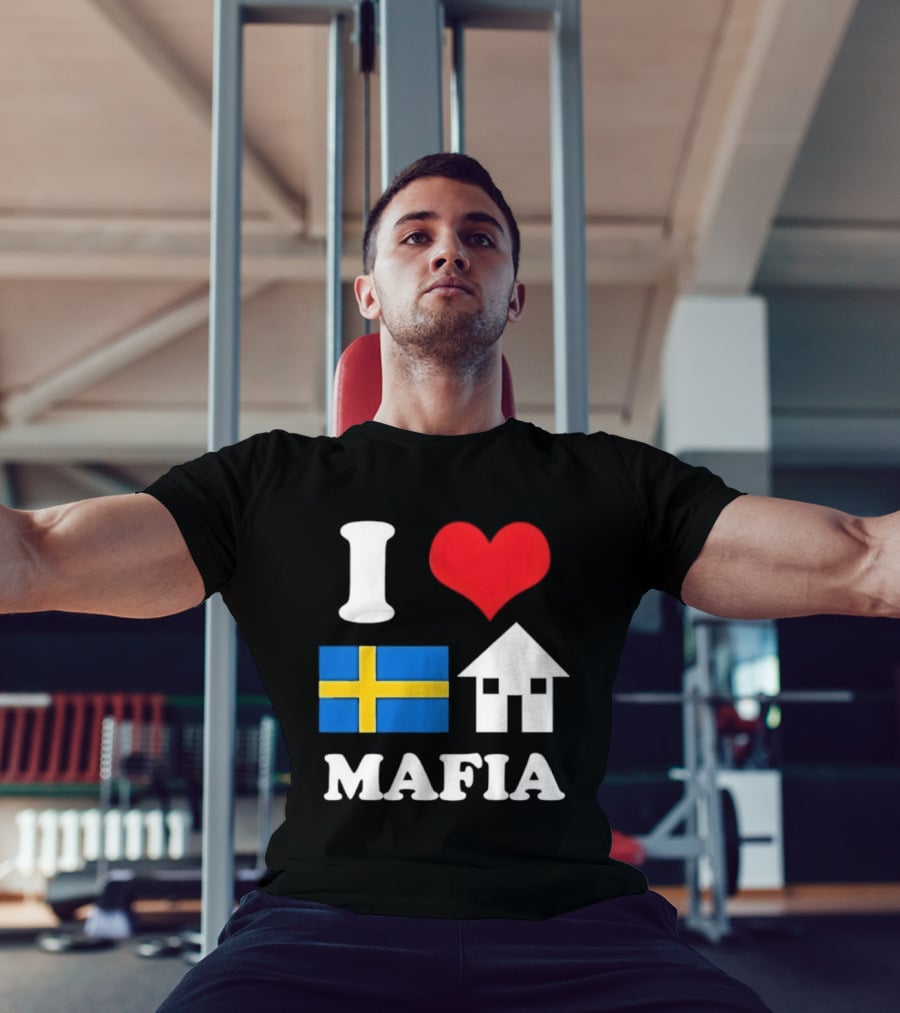 I Love Swedish Flag Heart House Mafia EDM Electronic Dance Music T-Shirt