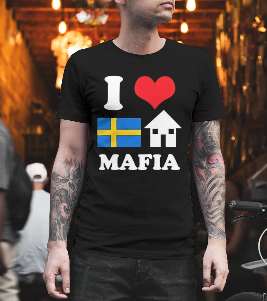 I Love Swedish Flag Heart House Mafia EDM Electronic Dance Music T-Shirt