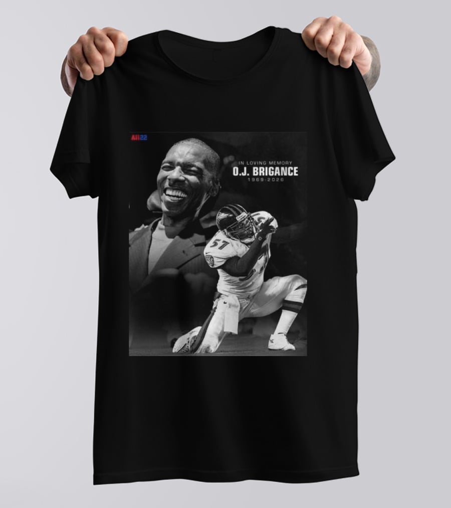 All22 O.J. Brigance In Loving Memory 1969 2026 Football Number 57 T-Shirt
