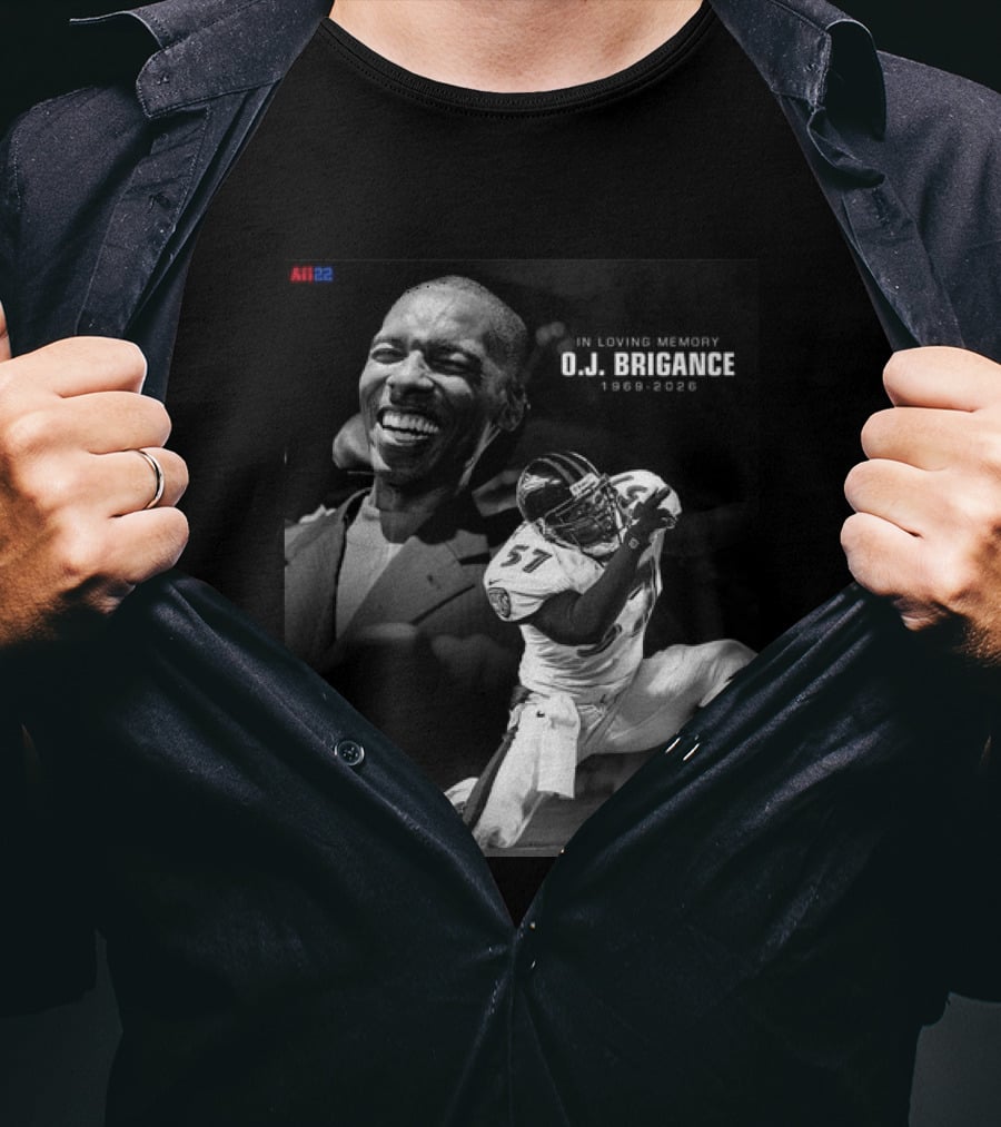 All22 O.J. Brigance In Loving Memory 1969 2026 Football Number 57 T-Shirt
