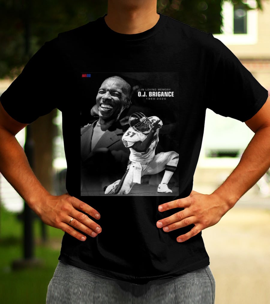 All22 O.J. Brigance In Loving Memory 1969 2026 Football Number 57 T-Shirt