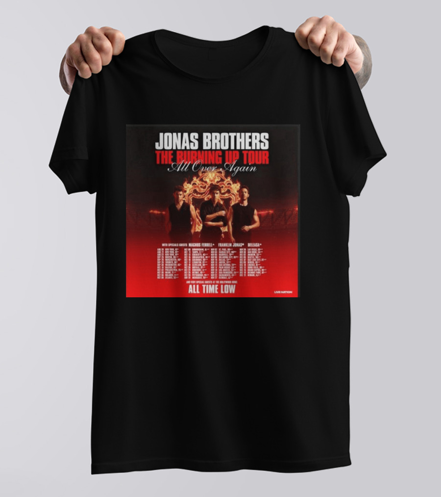 Jonas Brothers The Burning Up Tour All Over Again Featuring All Time Low And Support Acts T-Shirt