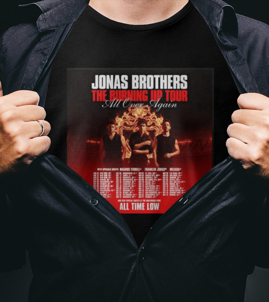 Jonas Brothers The Burning Up Tour All Over Again Featuring All Time Low And Support Acts T-Shirt