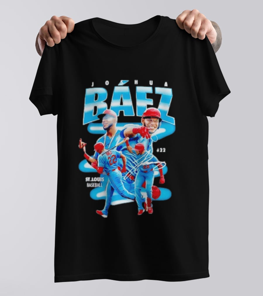 Joshua Baez St Louis Baseball No 22 Blue MLB Athletics T-Shirt