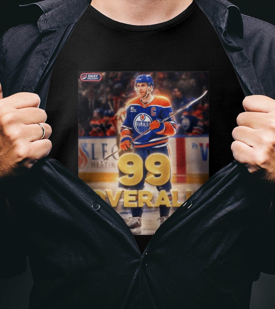 McDavid Oilers 99 Overall Daily Faceoff NHL Captain Hockey T-Shirt