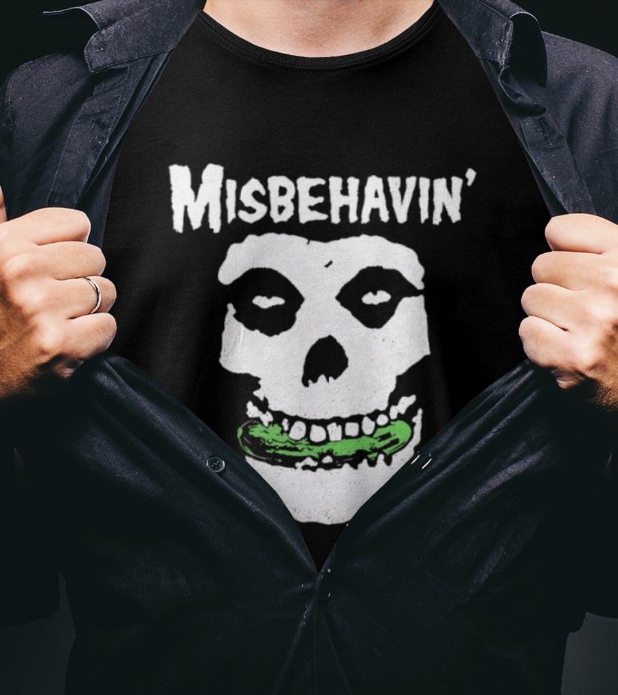Misbehavin' Pickle Skull Misfits Punk Rock T-Shirt
