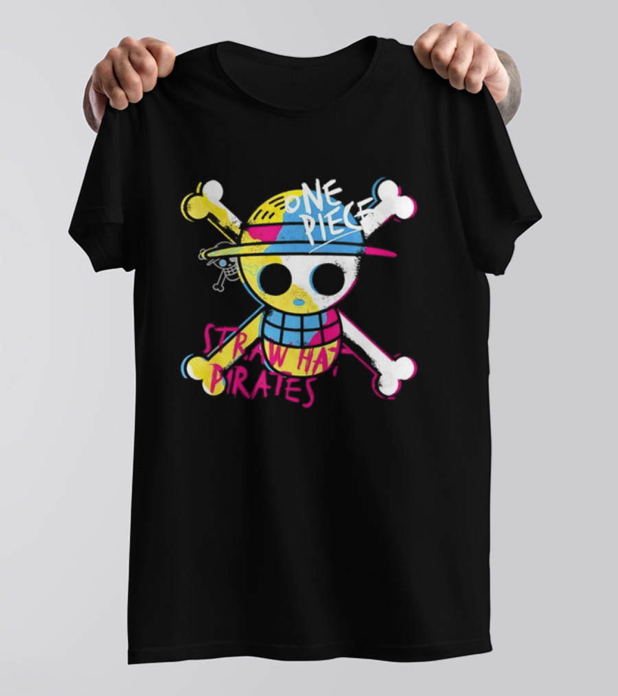 One Piece Straw Hat Pirates Skull Colorful Anime Manga T-Shirt