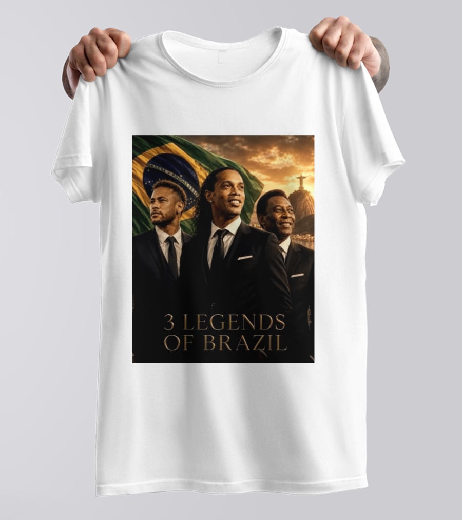 3 Legends Of Brazil Pelé Ronaldinho Neymar Brazilian Heritage T-Shirt