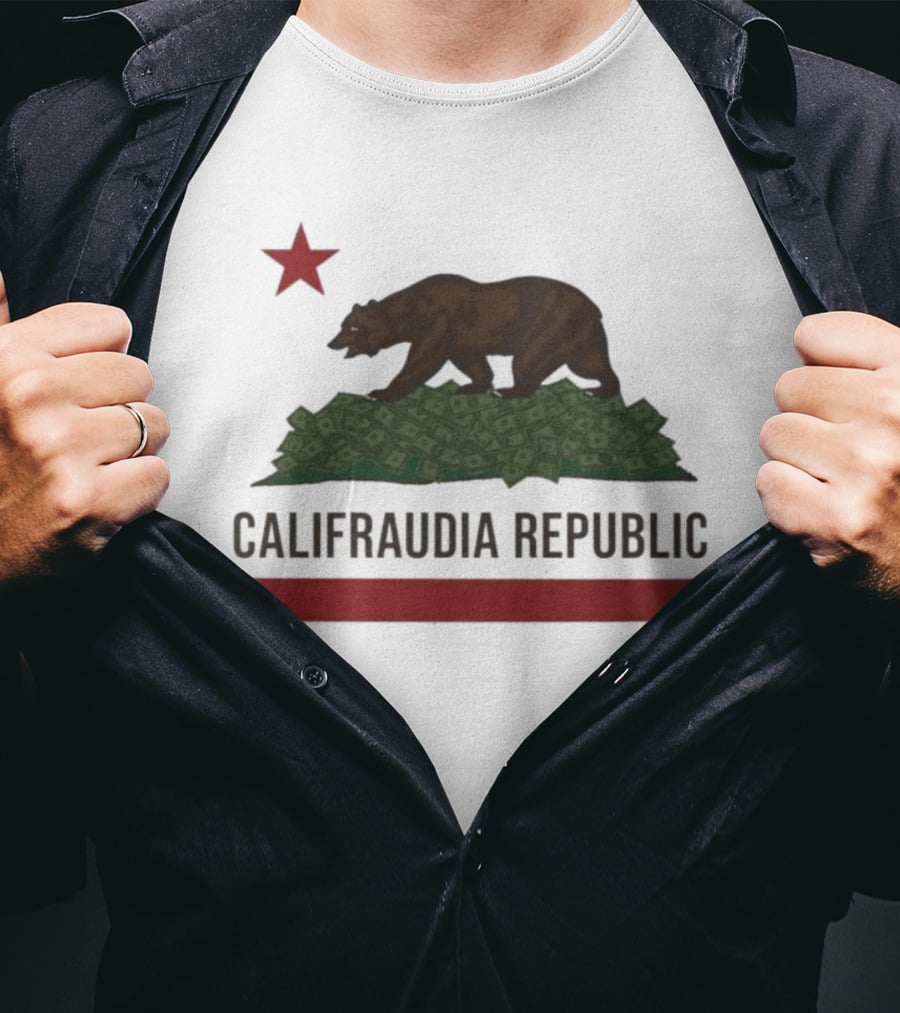 Califraudia Republic Bear Flag With Red Star T-Shirt