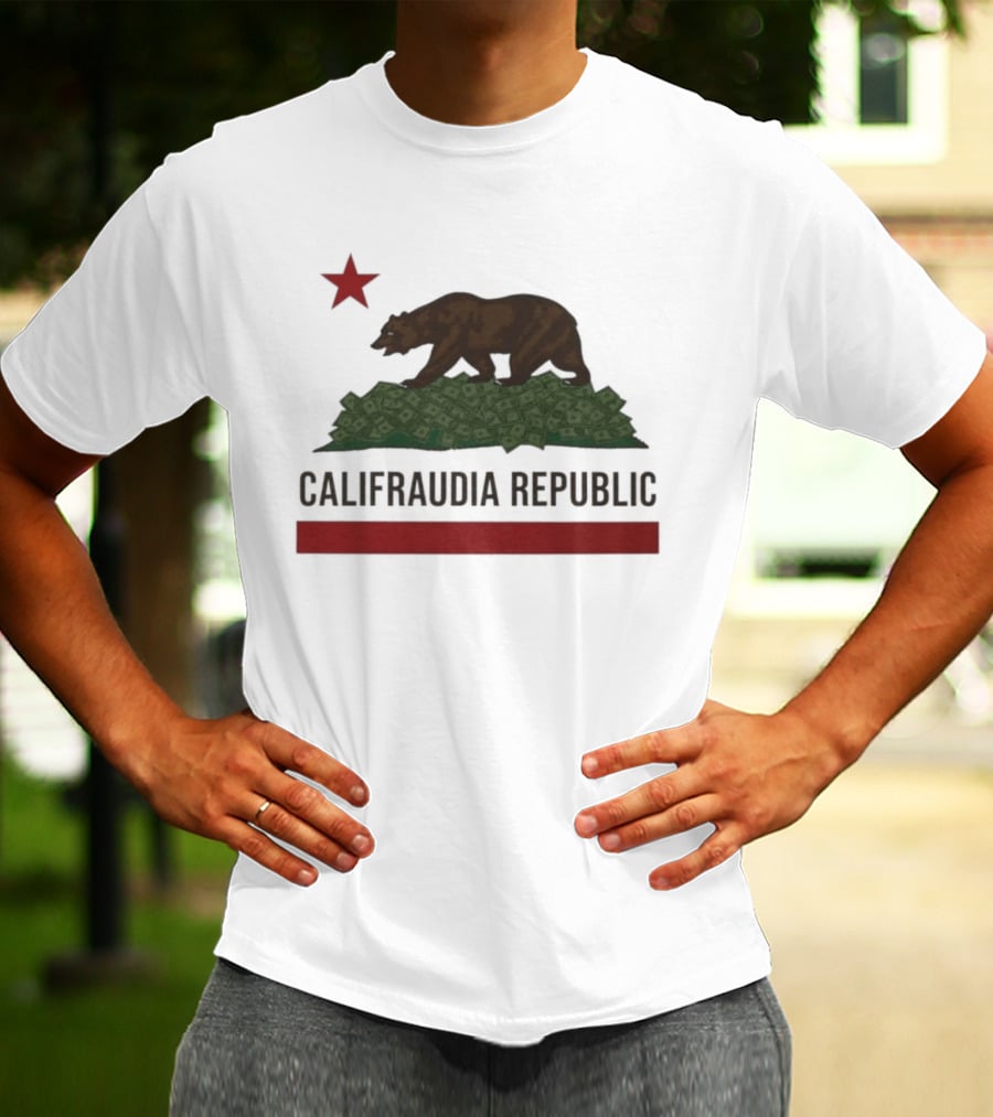 Califraudia Republic Bear Flag With Red Star T-Shirt