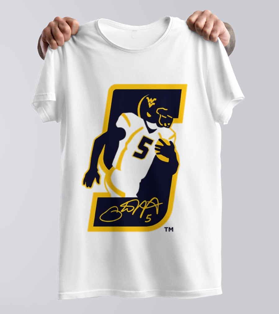 WVU Number 5 Pat White Signature Retirement T-Shirt