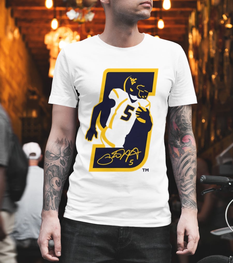 WVU Number 5 Pat White Signature Retirement T-Shirt
