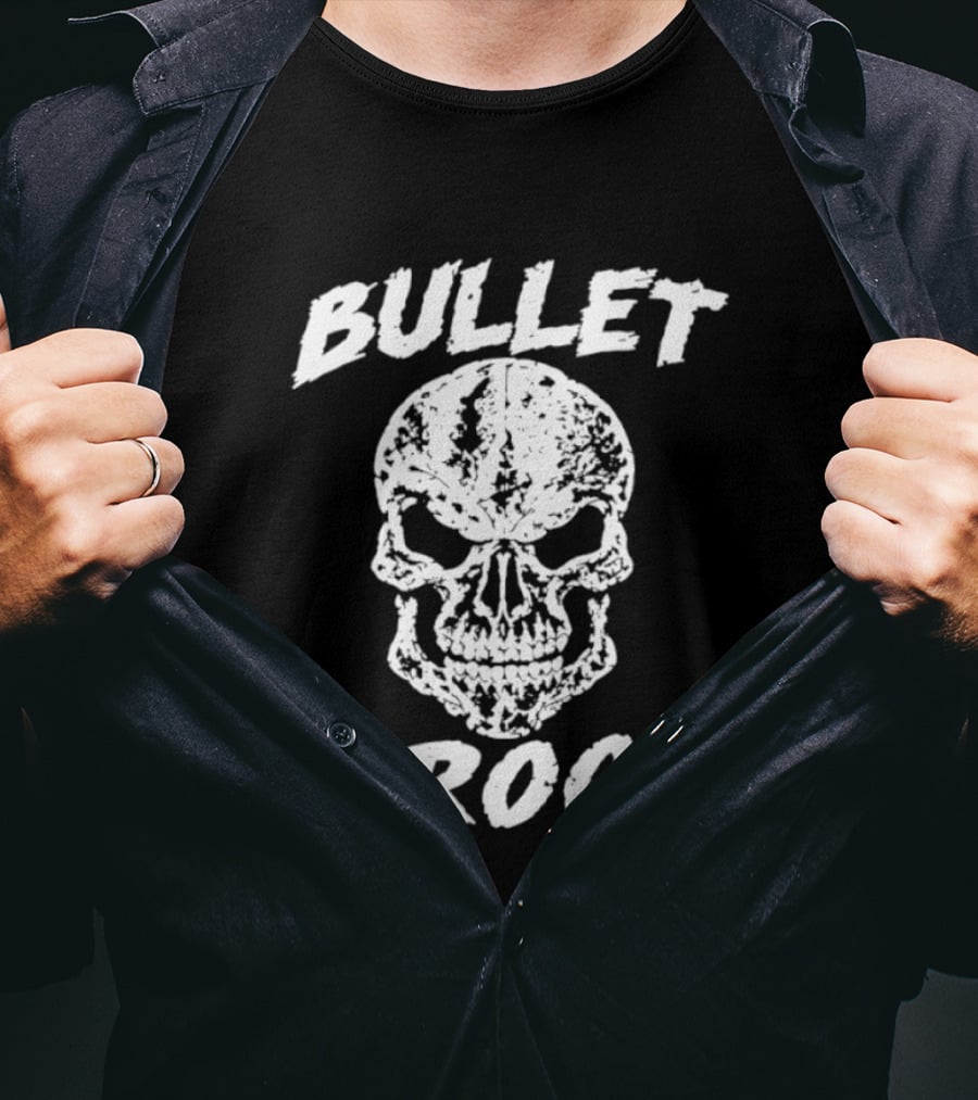 Bullet Proof Distressed Skull Gothic Edgy T-Shirt