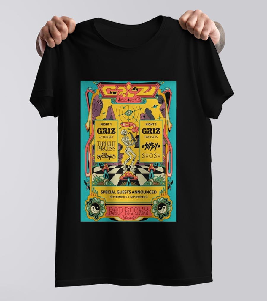 GRiZ Two Nights Red Rocks Amphitheatre Morrison CO Sep 2 3 2026 Special Guests The Sponges Muzzy Shosh T-Shirt