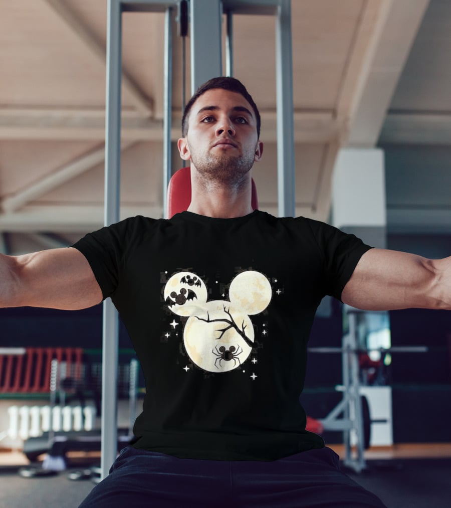 Mickey Mouse Moon Head Halloween Bat Spider Disney T-Shirt