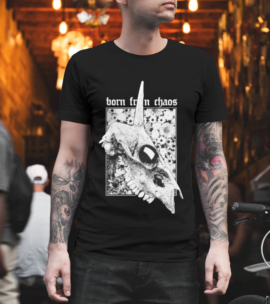 Born From Chaos Animal Skull Floral Gothic Aesthetic T-Shirt