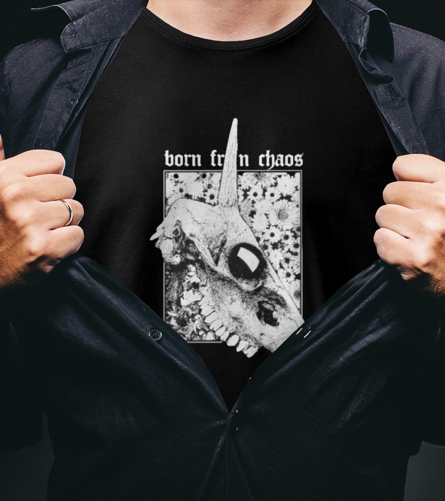 Born From Chaos Animal Skull Floral Gothic Aesthetic T-Shirt