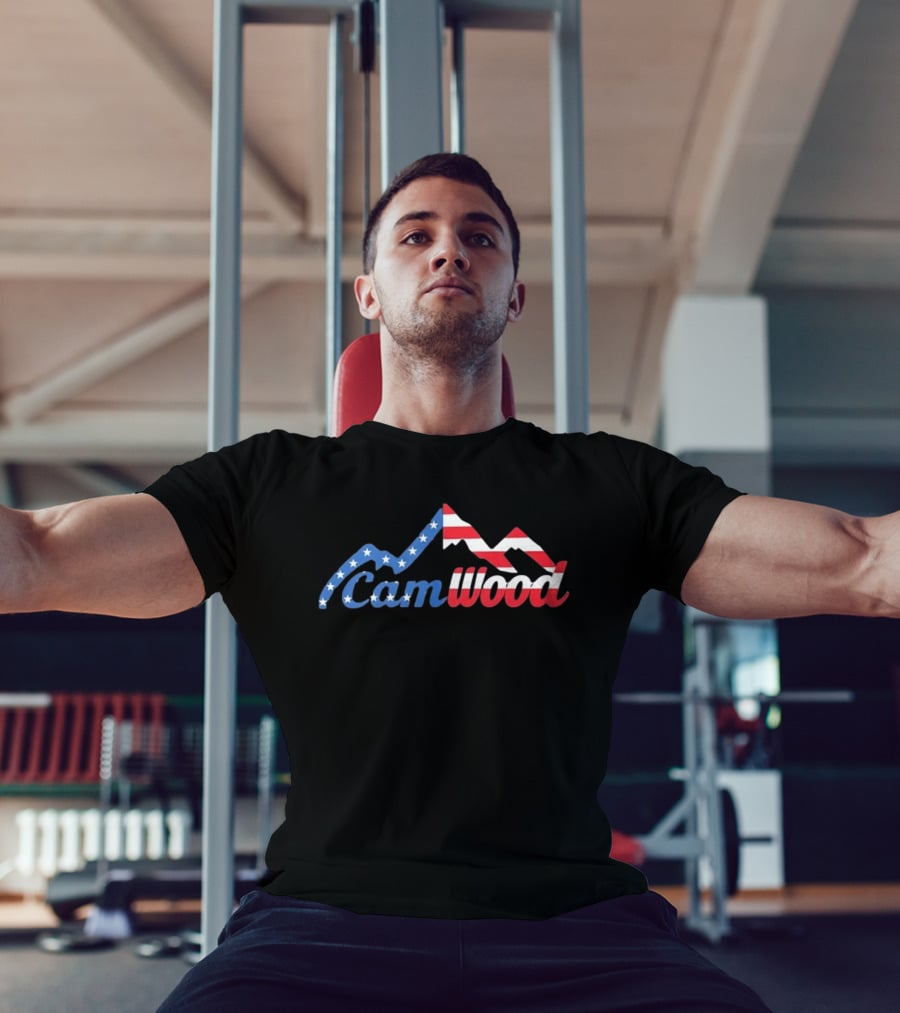 CamWood American Flag Mountain Baseball Training USA Stars And Stripes T-Shirt