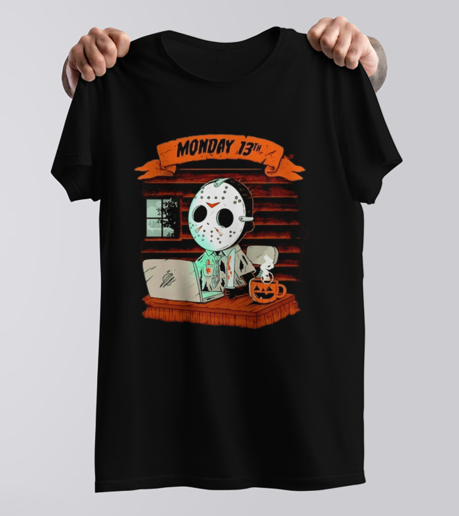 Jason Voorhees Monday 13th Office Work Halloween Horror Movie T-Shirt