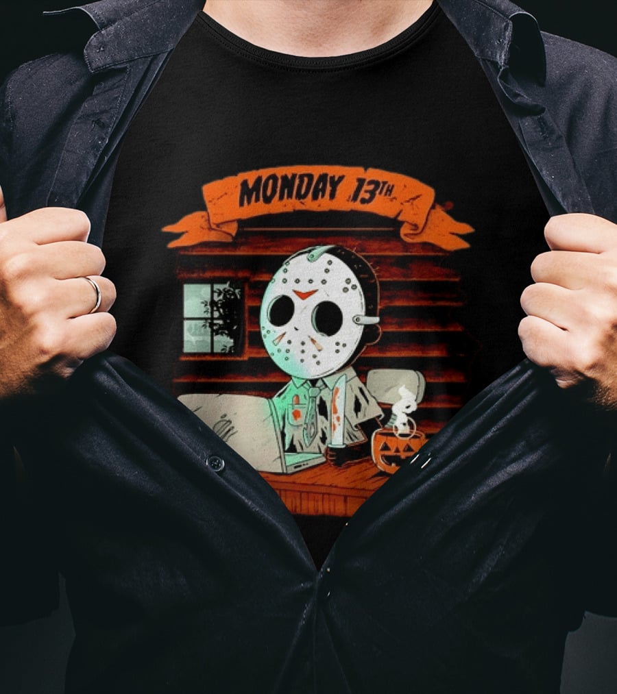 Jason Voorhees Monday 13th Office Work Halloween Horror Movie T-Shirt