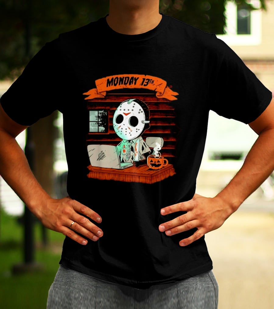 Jason Voorhees Monday 13th Office Work Halloween Horror Movie T-Shirt