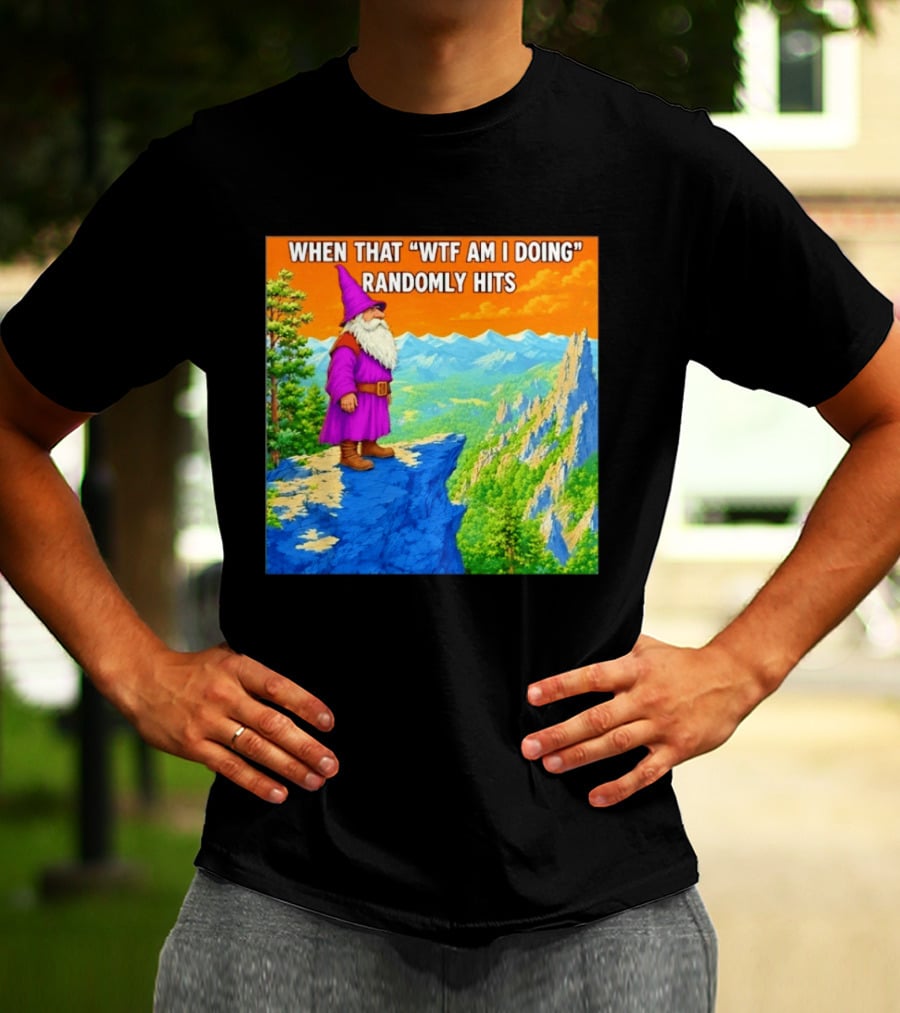 When That WTF Am I Doing Randomly Hits Wizard On Cliff T-Shirt