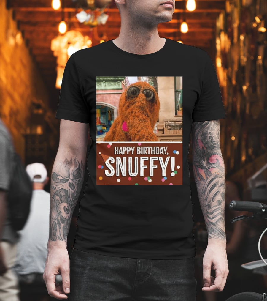 Happy Birthday Snuffy Celebrate With Cheerful Confetti T-Shirt