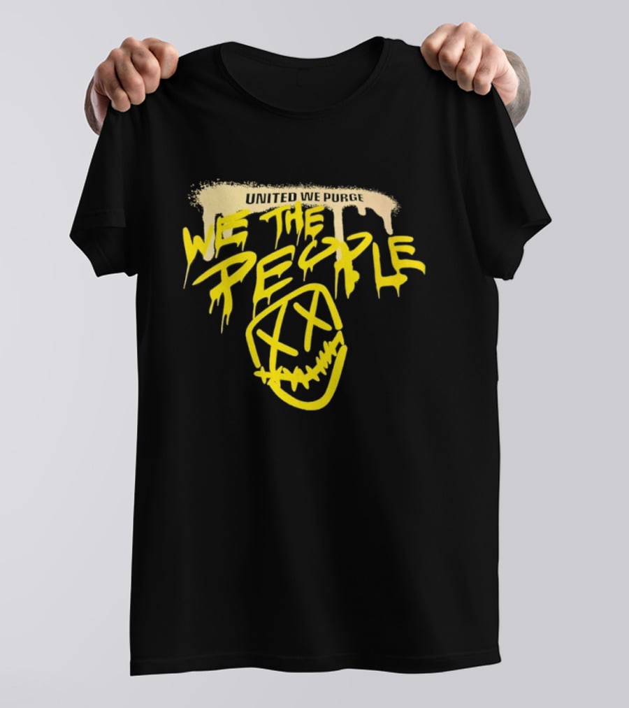 United We Purge We The People Horror Movie Mask Dripping Yellow T-Shirt