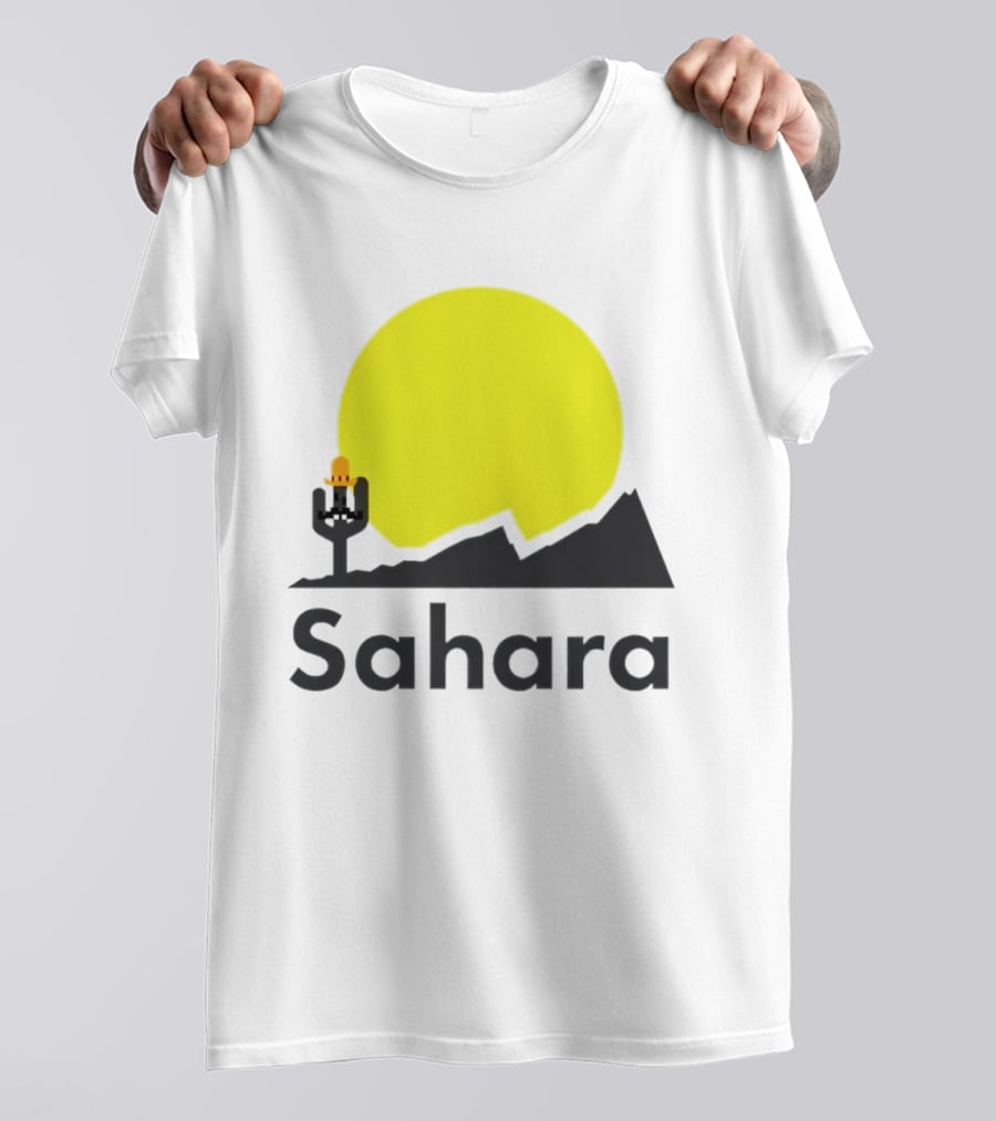 Sahara Desert Cactus Pixel Art With Sombrero Sunset Scene T-Shirt