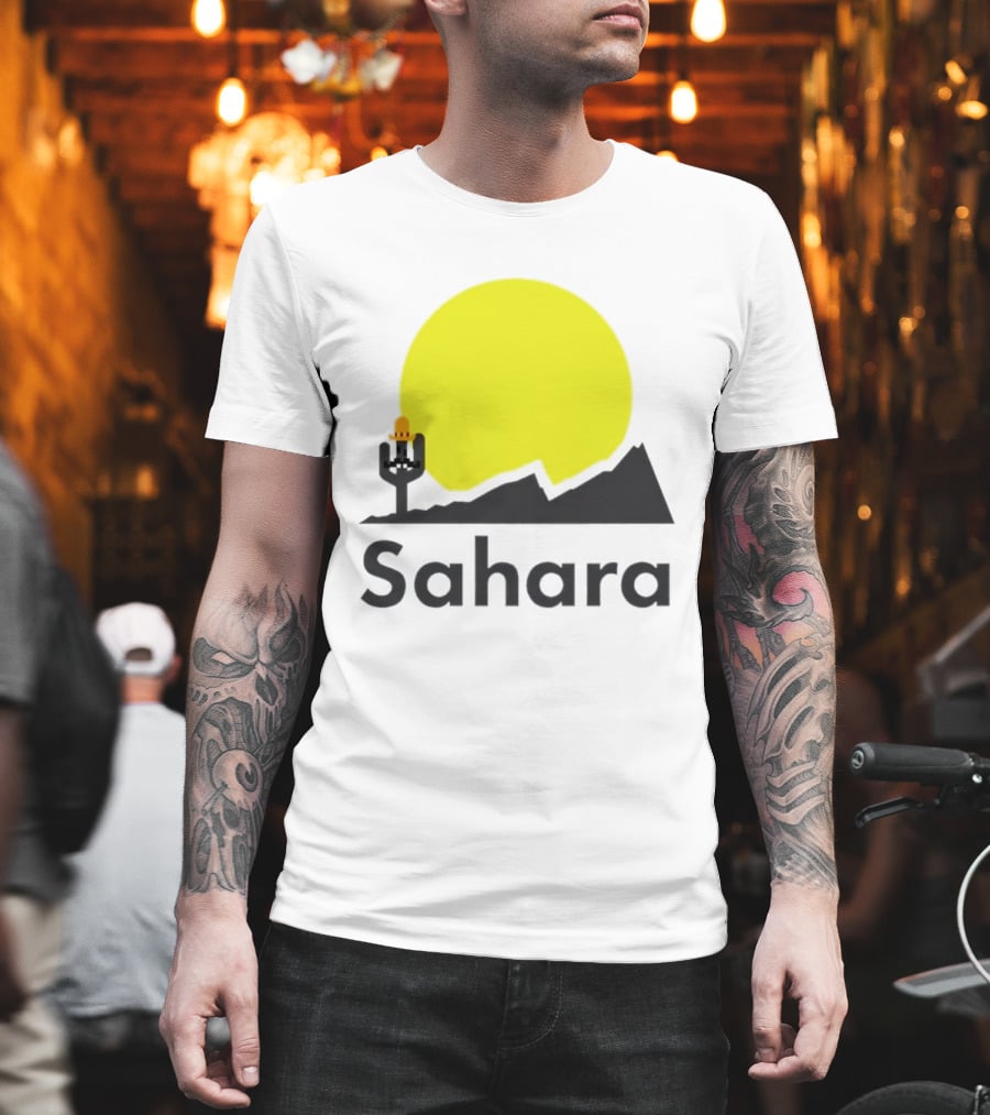 Sahara Desert Cactus Pixel Art With Sombrero Sunset Scene T-Shirt