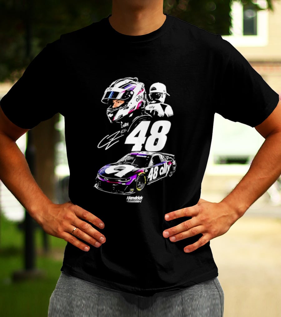 Alex Bowman 48 Ally Racing Helmet Car Hendrick Motorsports T-Shirt